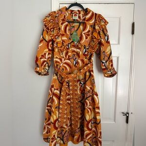FARM Rio Vibrant Orange Floral Dress
